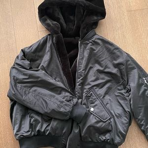 Zara reversible faux fur bomber jacket